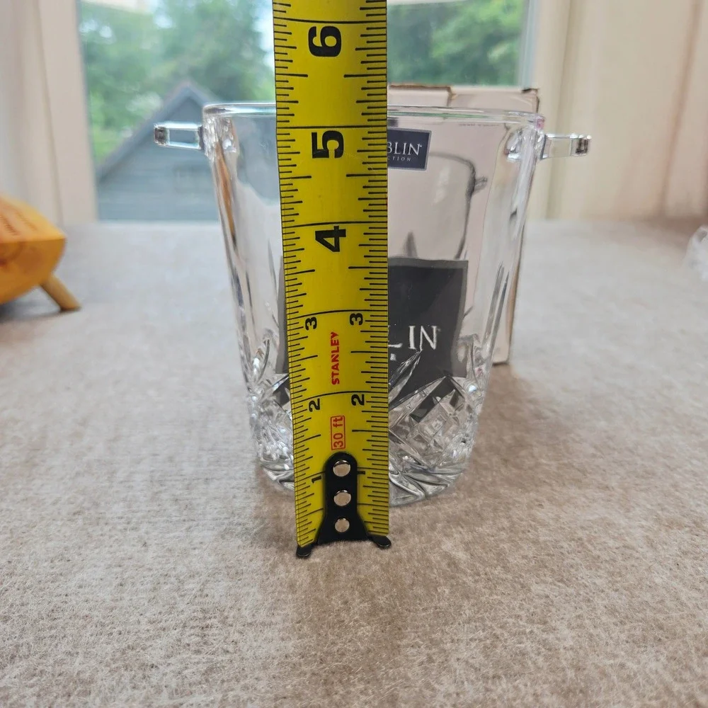Shannon by Godinger Dublin Collection Crystal Ice Bucket with Handles New in Box